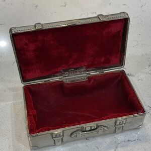 Vintage Godinger Silver Suitcase Trinket Box with Red Interior